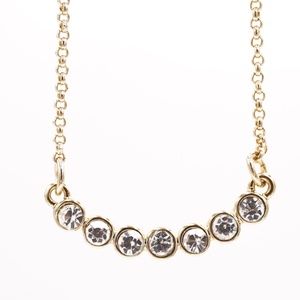 Rachel Rachel Roy GoldTone Crystal Curved Pendant Necklace 16" + 2" extender